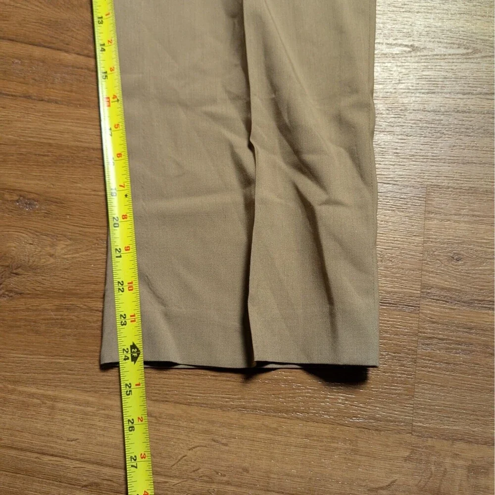 Ballin Dress Pants Mens 37x24 Khaki Solid 100% Super 120s Wool Comfort Adult